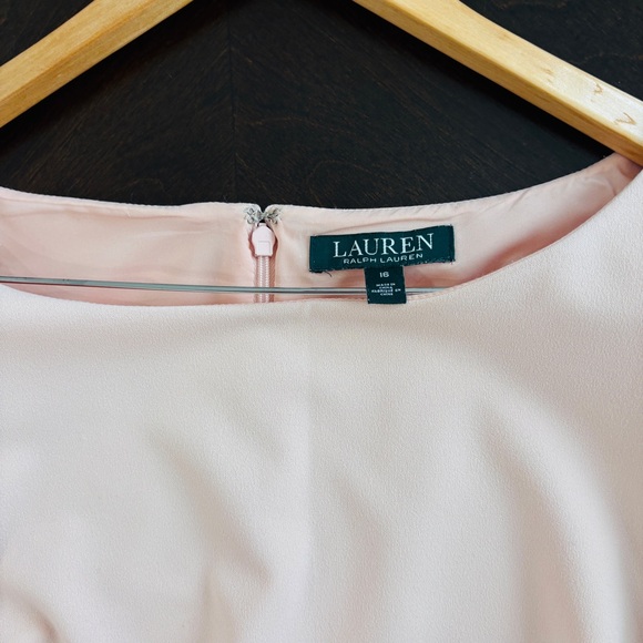 LRL Ralph Lauren Classic Blush Pink Draped Sheath Dress Sz 16 Cocktail Evening - Picture 4 of 9